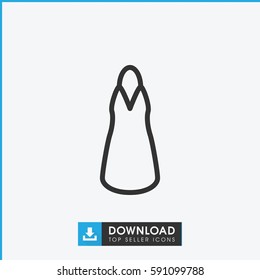 dress icon. Simple outline dress vector icon. On white background.