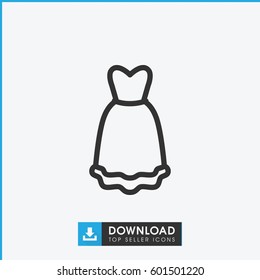 dress icon. simple outline dress vector icon. on white background.