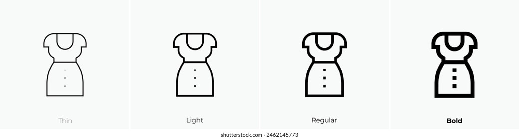 dress icon. Thin, Light Regular And Bold style design isolated on white background