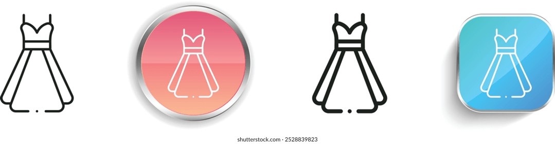 dress icon. Thin Linear, Regular and Button Style Design Isolated On White Background