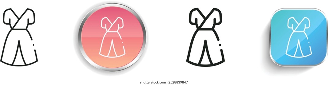 dress icon. Thin Linear, Regular and Button Style Design Isolated On White Background