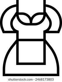 icono de vestido. Diseño de estilo lineal delgado aislado sobre fondo blanco