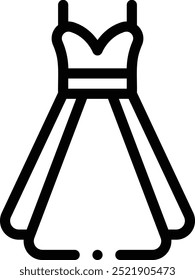 icono de vestido. Diseño De Estilo Lineal Delgado Aislado Sobre Fondo Blanco
