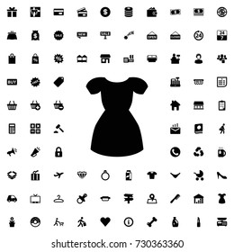 Dress icon vector isolated on white background. set of filled shopping icons.