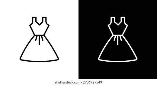Icono de vestido. Icono lineal de Vector aislado en blanco y negro