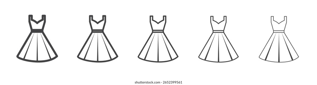Dress Icon vector outline set illustration sign