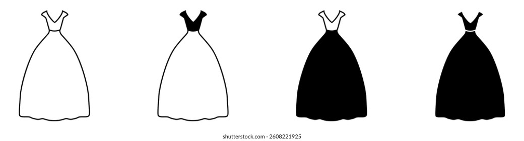Dress icon vector set. frock illustration sign collection. Fashion symbol or logo.