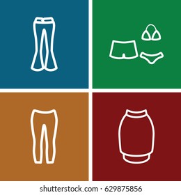 Dress icons set. set of 4 dress outline icons such as woman pants, skirt