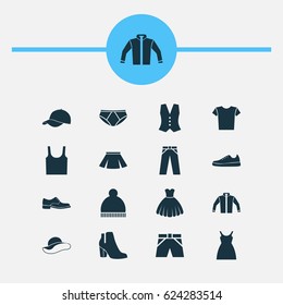Dress Icons Set. Collection Of Briefs, Beanie, Elegance And Other Elements. Also Includes Symbols Such As Pompom, Hat, Pants.