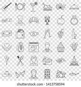 Dress icons set. Outline style of 36 dress vector icons for web for any design