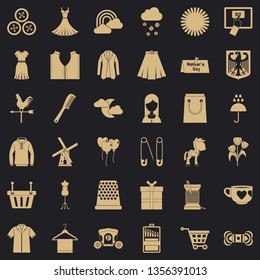 Dress icons set. Simple style of 36 dress vector icons for web for any design