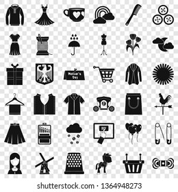 Dress icons set. Simple style of 36 dress vector icons for web for any design