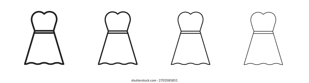 Elementos del Vector del símbolo de los iconos del vestido para el Web infográfico