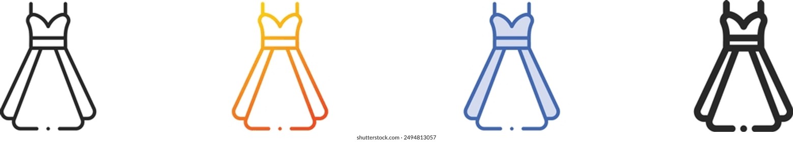 dress icon.Thin Linear, Gradient, Blue Stroke and bold Style Design Isolated On White Background