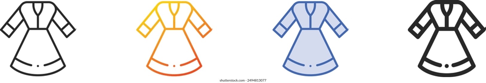 dress icon.Thin Linear, Gradient, Blue Stroke and bold Style Design Isolated On White Background