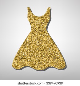 Dress illustration. Golden icon