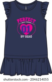 DRESS FOR KID GIRLS AND TEENS WEAR VECTOR ILLUSTRATION