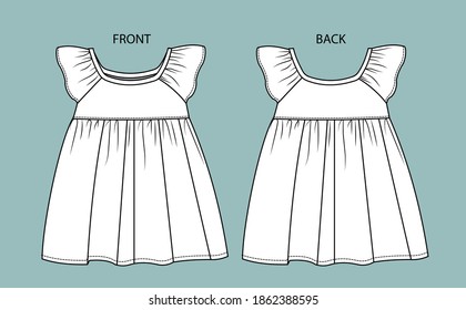 dress for kids front and back view.  