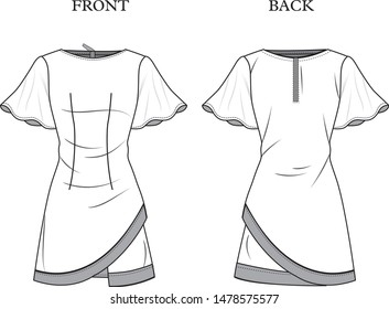 Dress for lady vector template pattern 