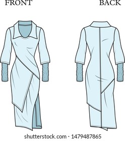 Dress for lady vector template pattern 