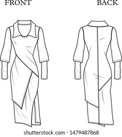 Dress for lady vector template pattern 