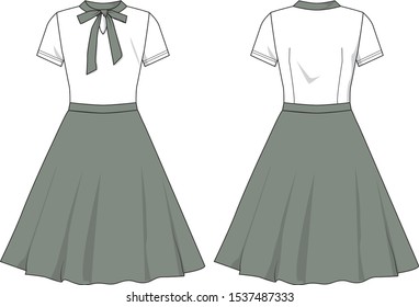 dress for lady vector template pattern