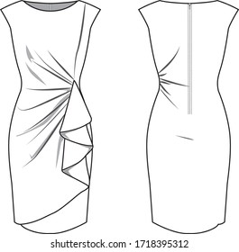 Dress for lady vector template pattern 