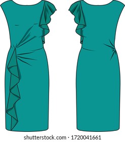 Dress for lady vector template pattern 