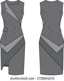 Dress for lady vector template pattern 