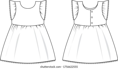 Dress for lady vector template pattern 