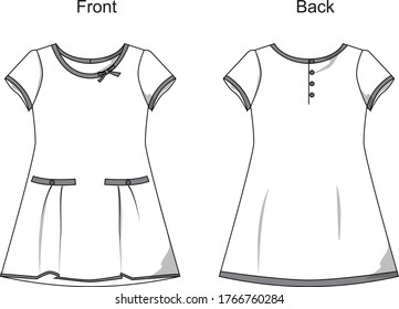 Dress for lady vector template pattern 
