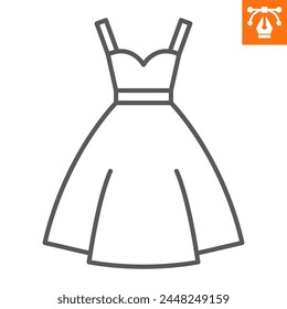 Dress line icon, outline style icon for web site or mobile app, clothing and mother's day, dress vector icon, simple vector illustration, vector graphics with editable strokes.