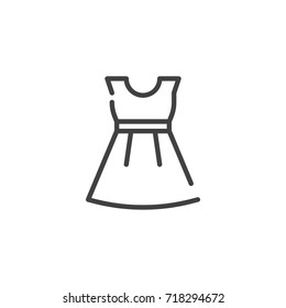 Dress line icon, outline vector sign, linear style pictogram isolated on white. Symbol, logo illustration. Editable stroke