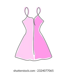 Dress line illustration isolated on white background