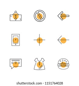dress  message  not allowed   burger  user interface icons  arrows  navigation  wifi  internet  technology  apps  icon vector design  flat  collection style creative  icons