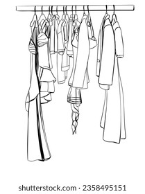 Dress on hanger. Clothes sketch