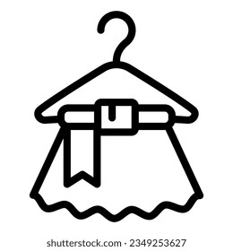 Dress on hanger line icon. Wet dress vector illustration isolated on white. Dry cleaning outline style designed for and app.