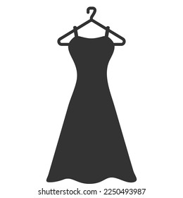 Vestido con una percha. Icono plano del vector