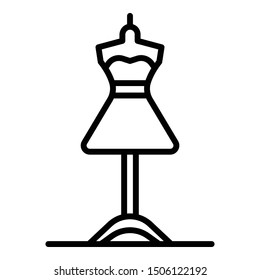 Dress on a mannequin icon. Outline dress on a mannequin vector icon for web design isolated on white background