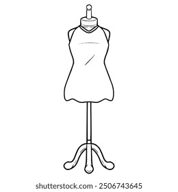 dress on mannequin illustration hand drawn outline vector