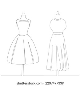 Dress On Mannequin One Line Drawing Stock Vector (Royalty Free ...