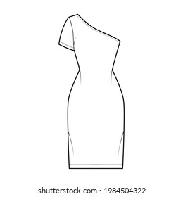 Dress One Shoulder Technical Fashion Illustration Stock Vector (Royalty ...