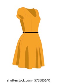 Dress orange realistic vector illustration isolated