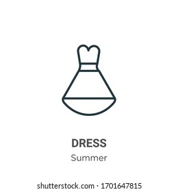 Dress outline vector icon. Thin line black dress icon, flat vector simple element illustration from editable summer concept isolated stroke on white background