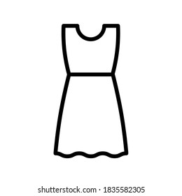Dress outline vector icon. Womens dress icon for web, mobile apps and ui design. Clothes illustration isolated on white background.