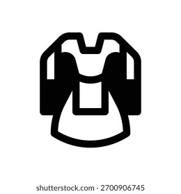 Dress. Outlined stroke vector icon with black-filled details.
