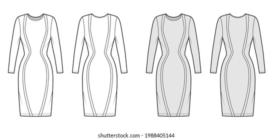 Dress Panel Technical Fashion Illustration Hourglass Stock Vector ...