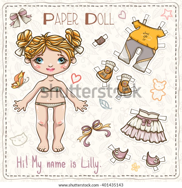 Dress Paper Doll Fashion Girl Vector Stock Vector Royalty Free 401435143