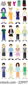 Dress Up Paper Doll with Numerous Outfit Choices for Boys and Girls