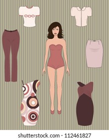 Dress up paper doll. Vector